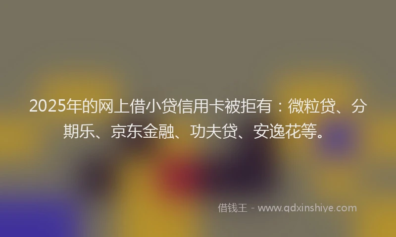2025年的网上借小贷信用卡被拒有：微粒贷、分期乐、京东金融、功夫贷、安逸花等。