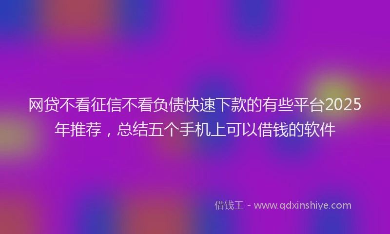 网贷不看征信不看负债快速下款的有些平台2025年推荐，总结五个手机上可以借钱的软件