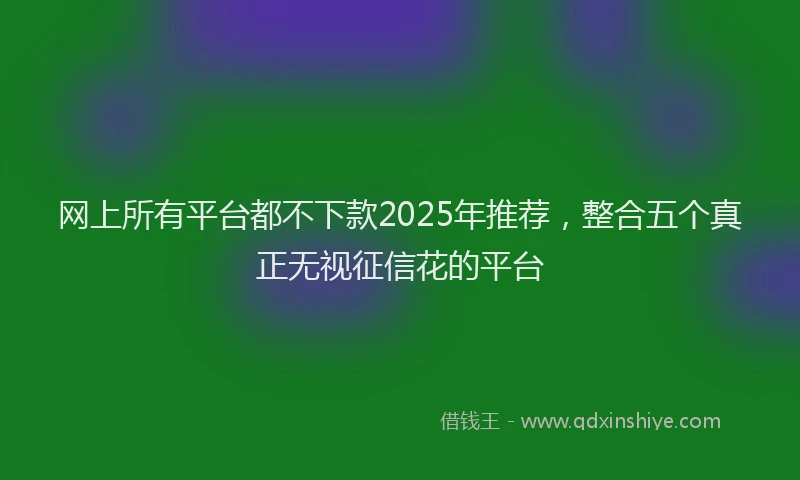 网上所有平台都不下款2025年推荐，整合五个真正无视征信花的平台