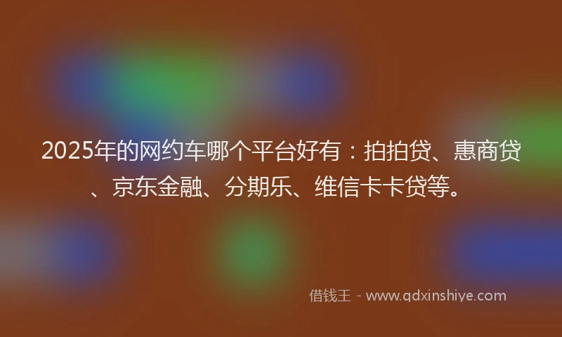 2025年的网约车哪个平台好有：拍拍贷、惠商贷、京东金融、分期乐、维信卡卡贷等。