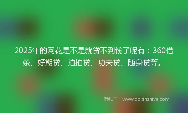2025年的网花是不是就贷不到钱了呢有：360借条、好期贷、拍拍贷、功夫贷、随身贷等。