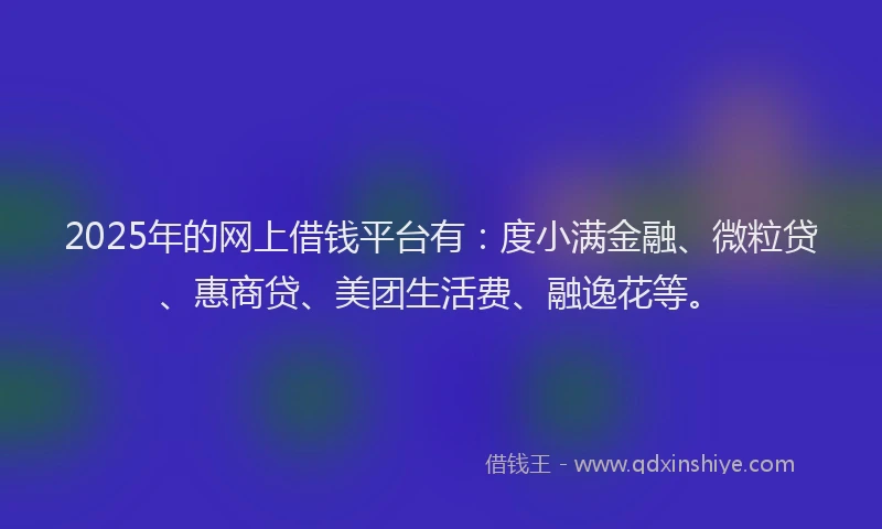 2025年的网上借钱平台有：度小满金融、微粒贷、惠商贷、美团生活费、融逸花等。
