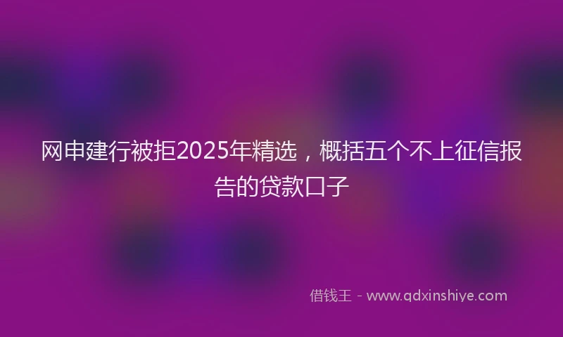 网申建行被拒2025年精选，概括五个不上征信报告的贷款口子