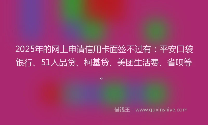 2025年的网上申请信用卡面签不过有：平安口袋银行、51人品贷、柯基贷、美团生活费、省呗等。