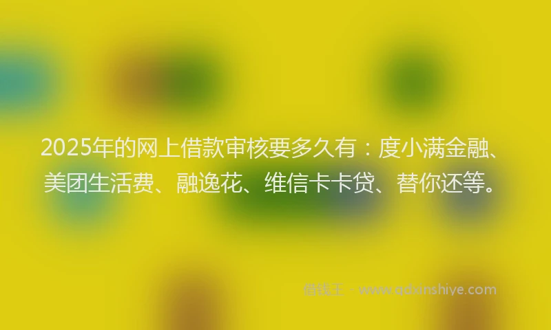 2025年的网上借款审核要多久有：度小满金融、美团生活费、融逸花、维信卡卡贷、替你还等。