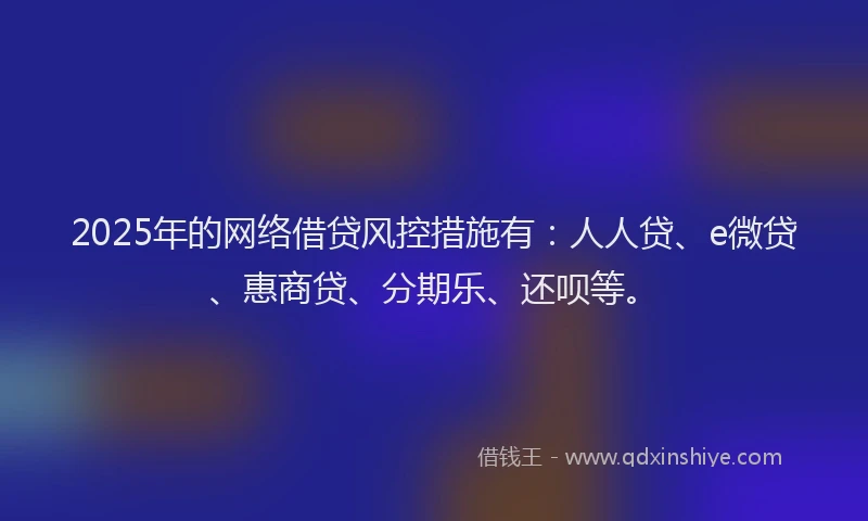 2025年的网络借贷风控措施有：人人贷、e微贷、惠商贷、分期乐、还呗等。