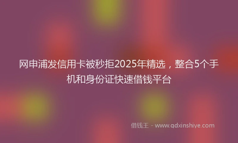 网申浦发信用卡被秒拒2025年精选，整合5个手机和身份证快速借钱平台