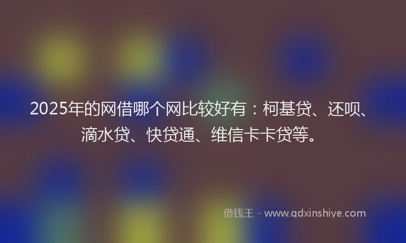 2025年的网借哪个网比较好有：柯基贷、还呗、滴水贷、快贷通、维信卡卡贷等。