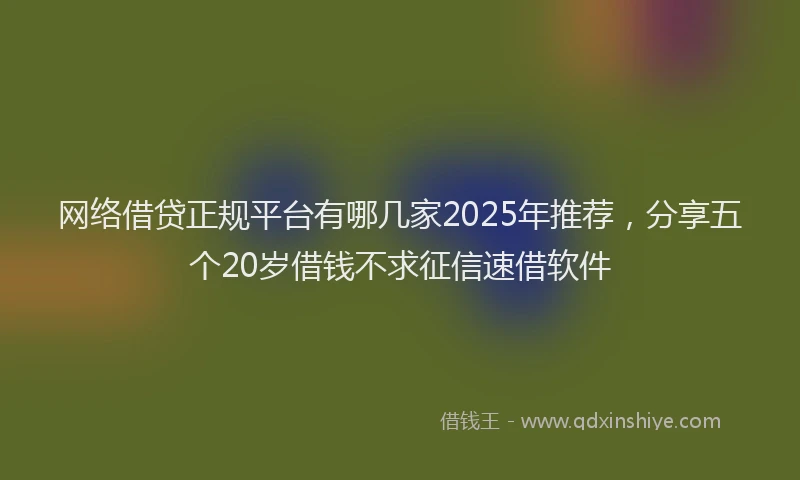 网络借贷正规平台有哪几家2025年推荐，分享五个20岁借钱不求征信速借软件