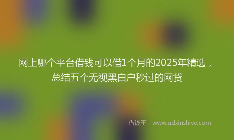 网上哪个平台借钱可以借1个月的2025年精选，总结五个无视黑白户秒过的网贷