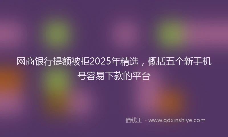 网商银行提额被拒2025年精选，概括五个新手机号容易下款的平台