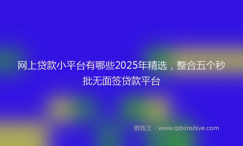 网上贷款小平台有哪些2025年精选，整合五个秒批无面签贷款平台