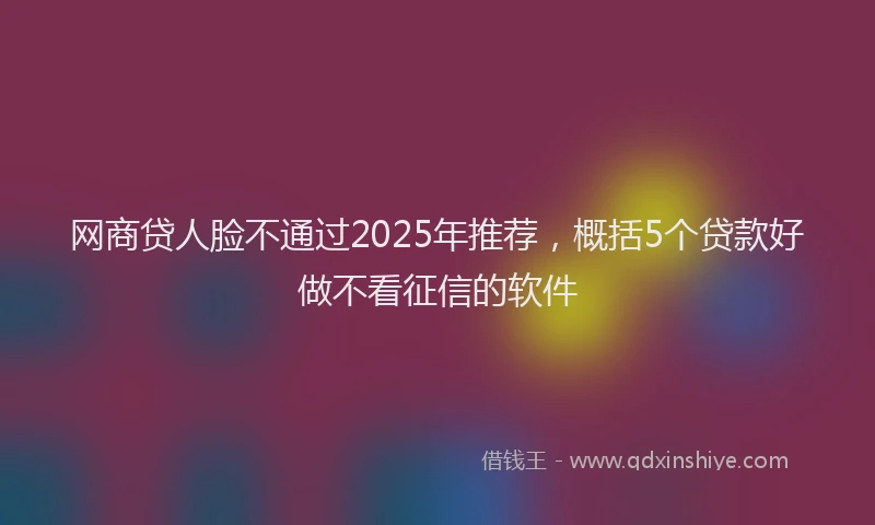 网商贷人脸不通过2025年推荐，概括5个贷款好做不看征信的软件