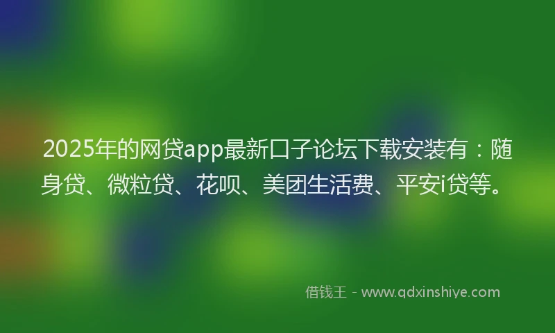 2025年的网贷app最新口子论坛下载安装有：随身贷、微粒贷、花呗、美团生活费、平安i贷等。