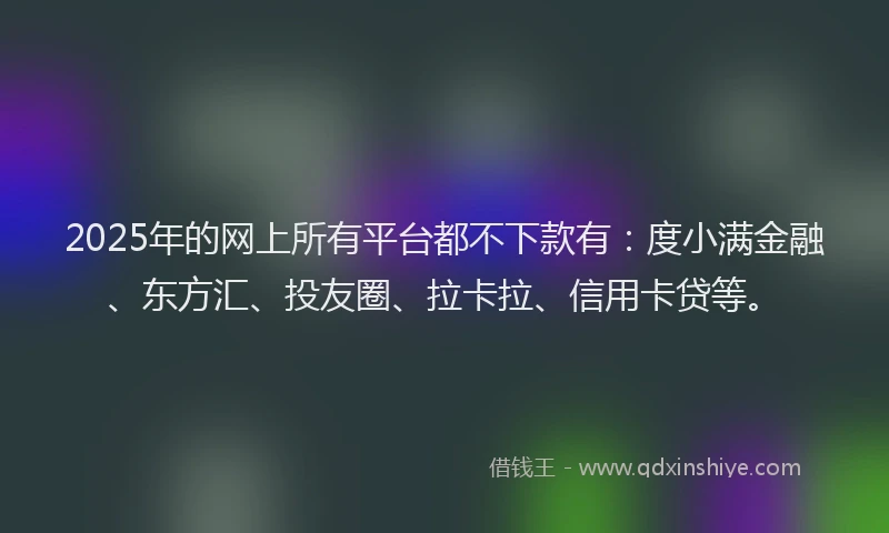 2025年的网上所有平台都不下款有：度小满金融、东方汇、投友圈、拉卡拉、信用卡贷等。