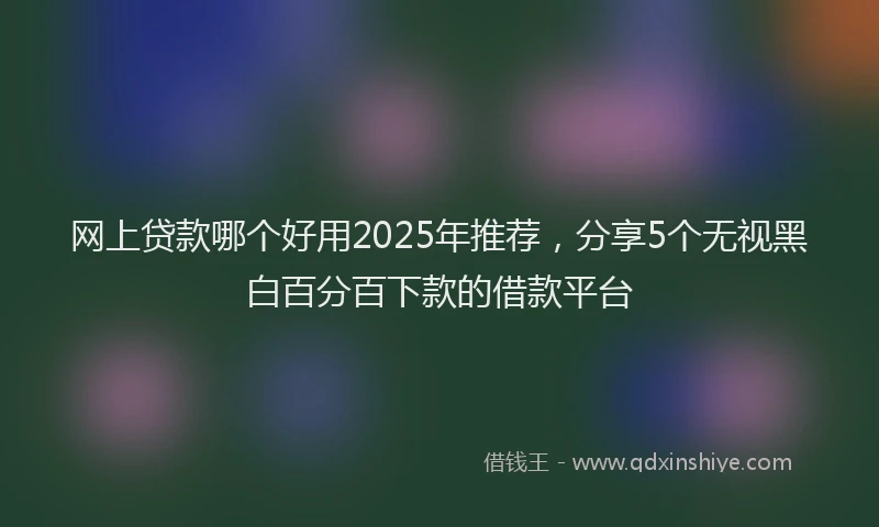 网上贷款哪个好用2025年推荐，分享5个无视黑白百分百下款的借款平台