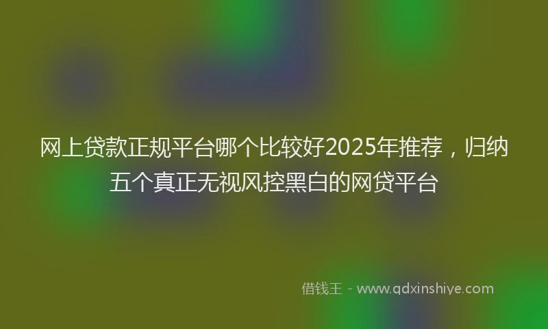 网上贷款正规平台哪个比较好2025年推荐，归纳五个真正无视风控黑白的网贷平台