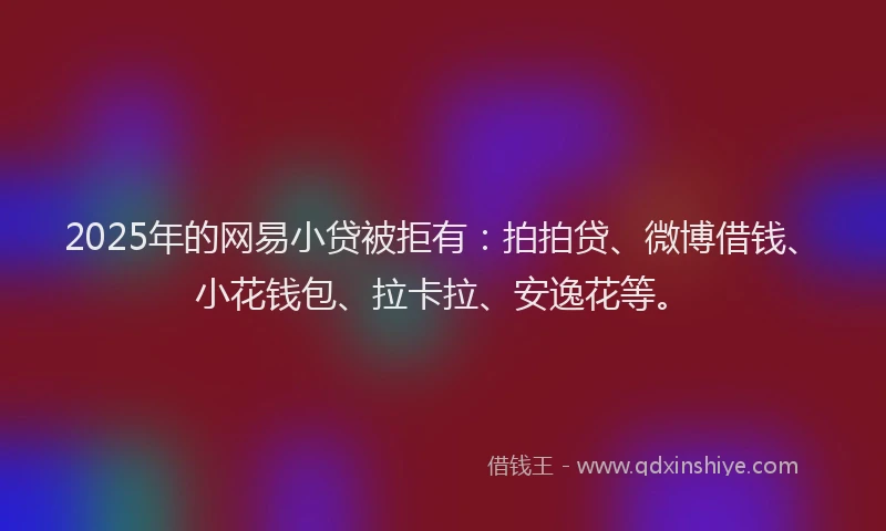 2025年的网易小贷被拒有：拍拍贷、微博借钱、小花钱包、拉卡拉、安逸花等。