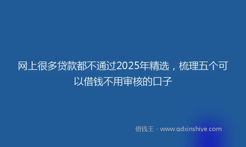 网上很多贷款都不通过2025年精选，梳理五个可以借钱不用审核的口子