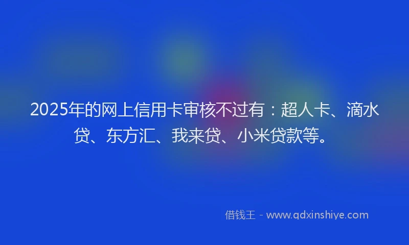 2025年的网上信用卡审核不过有：超人卡、滴水贷、东方汇、我来贷、小米贷款等。