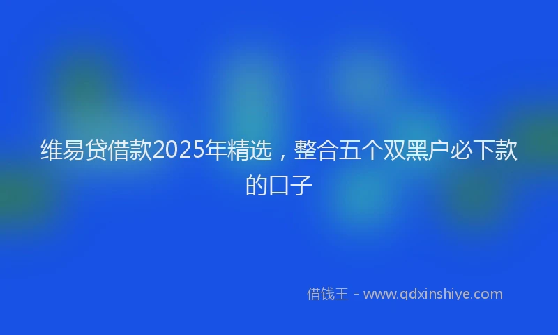 维易贷借款2025年精选，整合五个双黑户必下款的口子