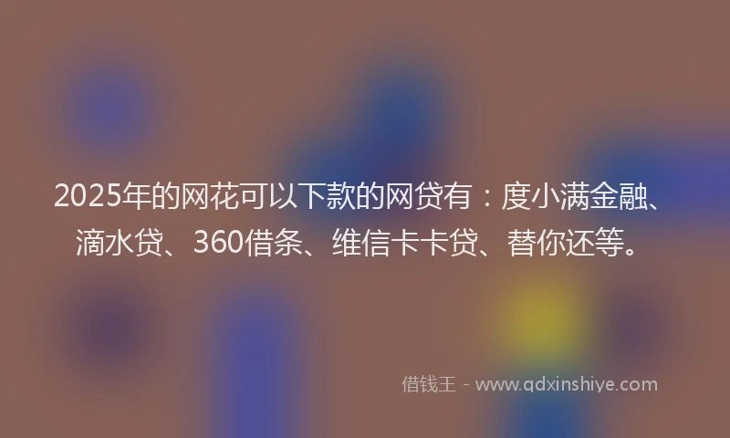 2025年的网花可以下款的网贷有：度小满金融、滴水贷、360借条、维信卡卡贷、替你还等。