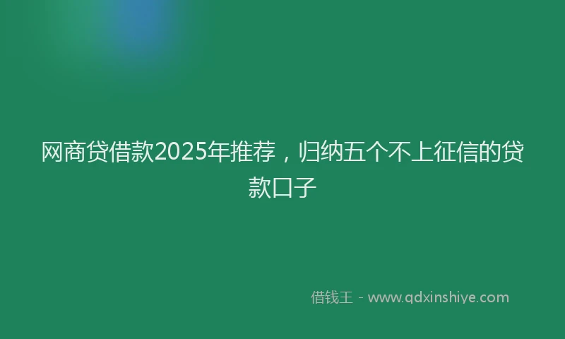 网商贷借款2025年推荐，归纳五个不上征信的贷款口子