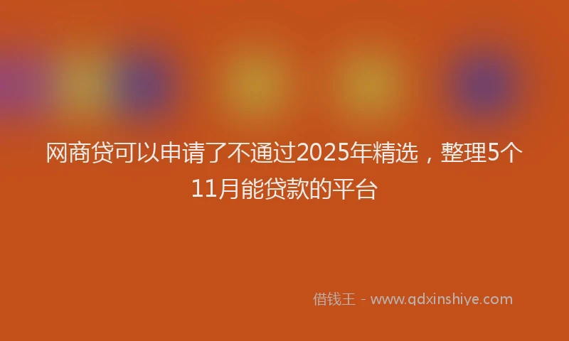网商贷可以申请了不通过2025年精选，整理5个11月能贷款的平台