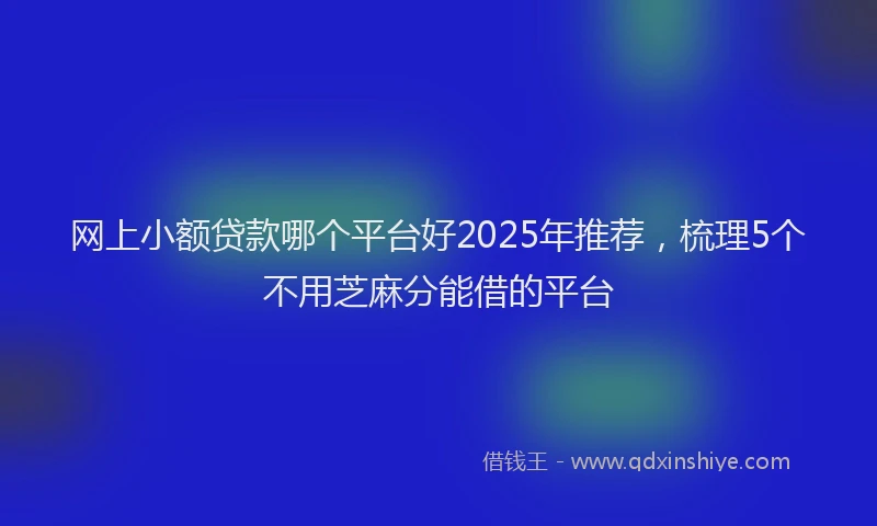网上小额贷款哪个平台好2025年推荐，梳理5个不用芝麻分能借的平台