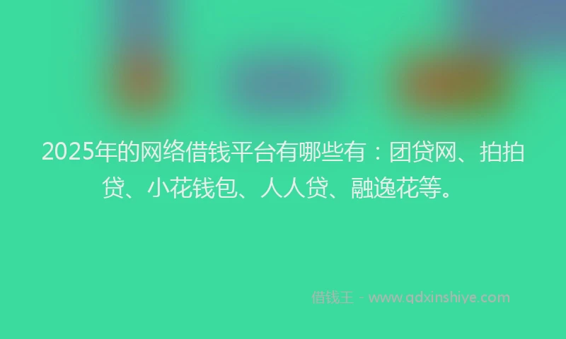 2025年的网络借钱平台有哪些有：团贷网、拍拍贷、小花钱包、人人贷、融逸花等。