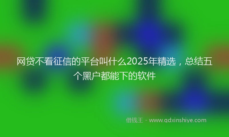 网贷不看征信的平台叫什么2025年精选，总结五个黑户都能下的软件