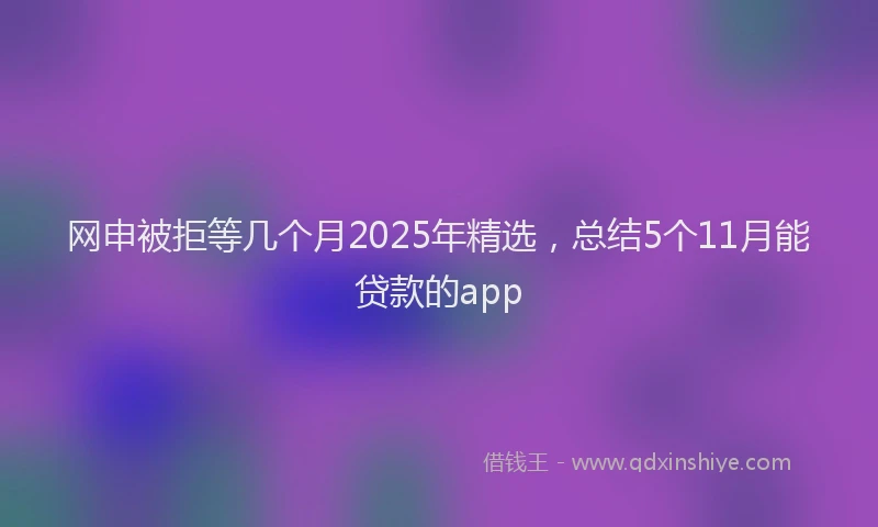 网申被拒等几个月2025年精选，总结5个11月能贷款的app