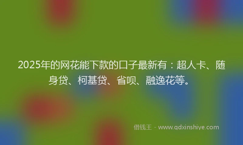 2025年的网花能下款的口子最新有：超人卡、随身贷、柯基贷、省呗、融逸花等。