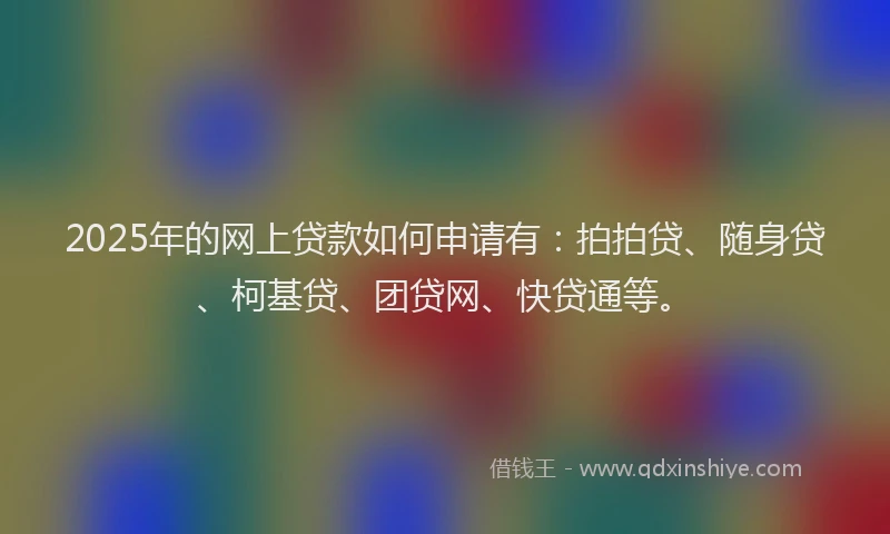 2025年的网上贷款如何申请有：拍拍贷、随身贷、柯基贷、团贷网、快贷通等。