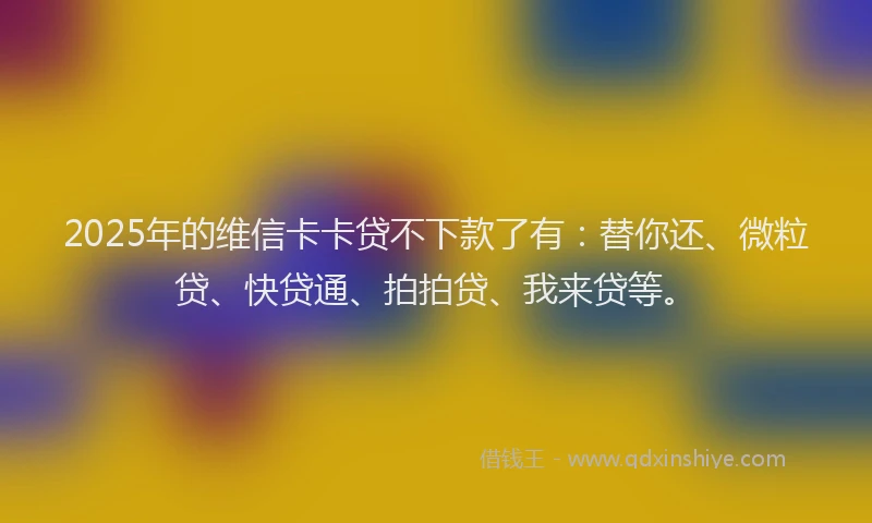 2025年的维信卡卡贷不下款了有：替你还、微粒贷、快贷通、拍拍贷、我来贷等。