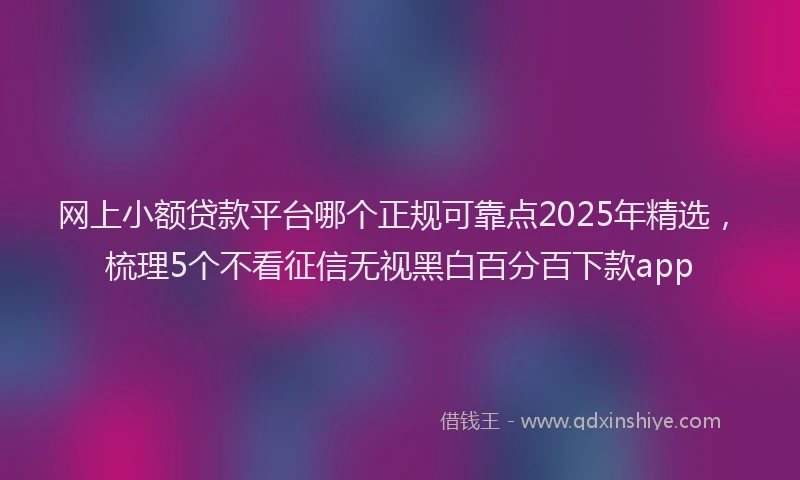 网上小额贷款平台哪个正规可靠点2025年精选，梳理5个不看征信无视黑白百分百下款app