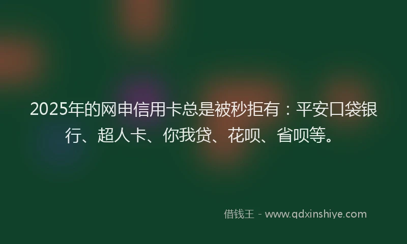 2025年的网申信用卡总是被秒拒有：平安口袋银行、超人卡、你我贷、花呗、省呗等。