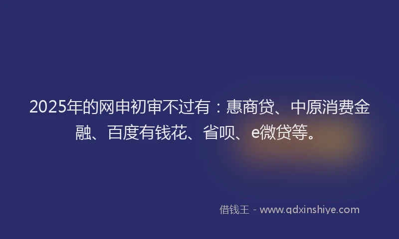 2025年的网申初审不过有：惠商贷、中原消费金融、百度有钱花、省呗、e微贷等。
