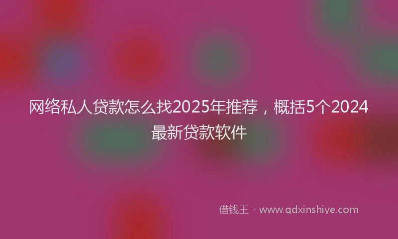 网络私人贷款怎么找2025年推荐，概括5个2024最新贷款软件