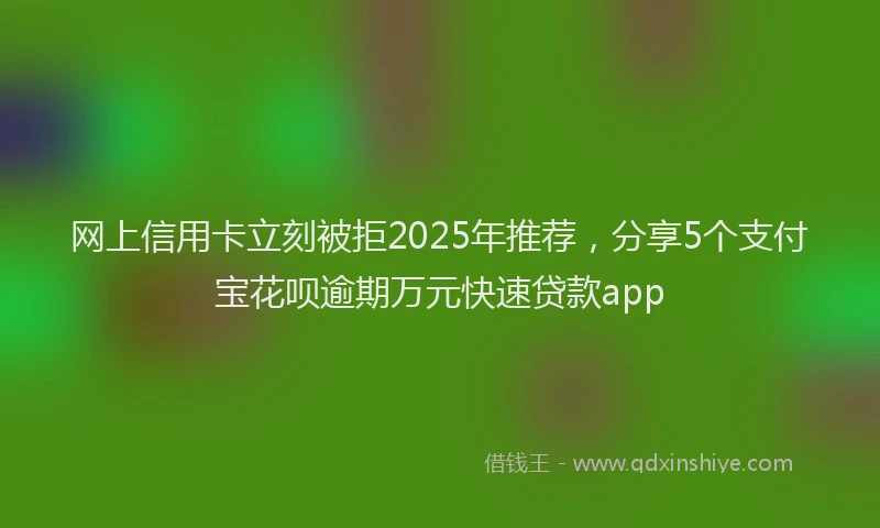 网上信用卡立刻被拒2025年推荐，分享5个支付宝花呗逾期万元快速贷款app