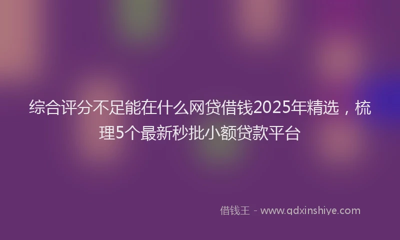 综合评分不足能在什么网贷借钱2025年精选，梳理5个最新秒批小额贷款平台