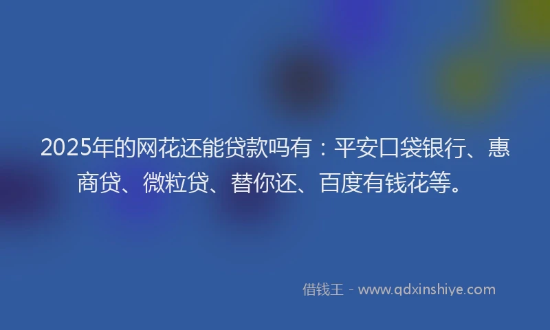 2025年的网花还能贷款吗有：平安口袋银行、惠商贷、微粒贷、替你还、百度有钱花等。