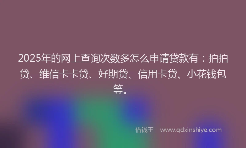 2025年的网上查询次数多怎么申请贷款有：拍拍贷、维信卡卡贷、好期贷、信用卡贷、小花钱包等。