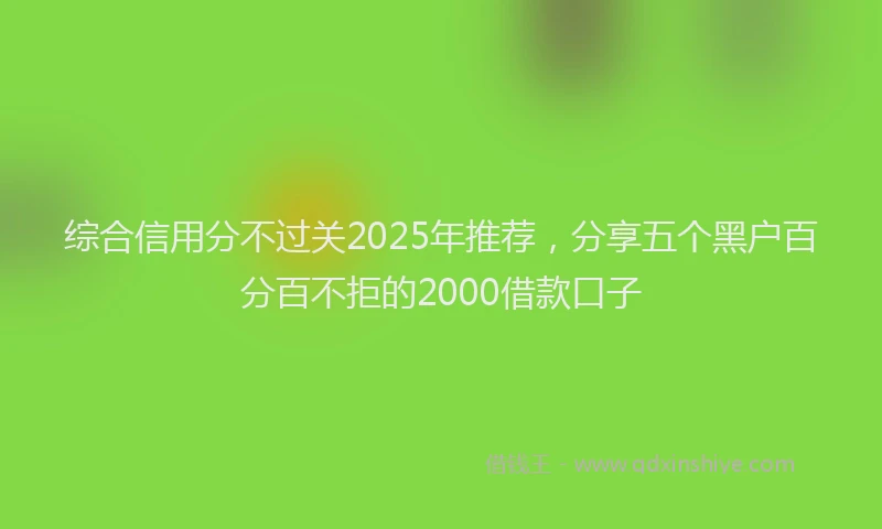 综合信用分不过关2025年推荐，分享五个黑户百分百不拒的2000借款口子