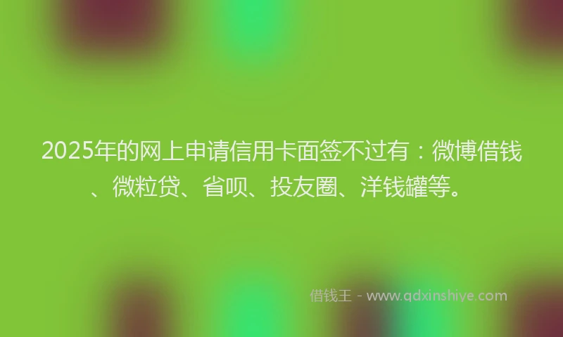 2025年的网上申请信用卡面签不过有：微博借钱、微粒贷、省呗、投友圈、洋钱罐等。