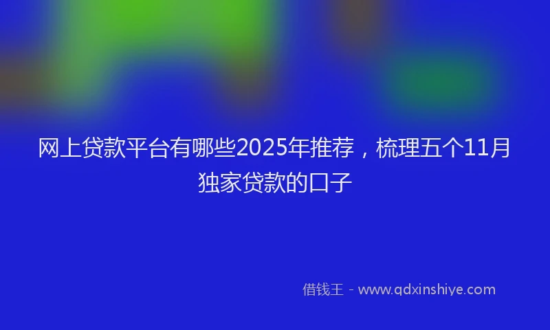 网上贷款平台有哪些2025年推荐，梳理五个11月独家贷款的口子
