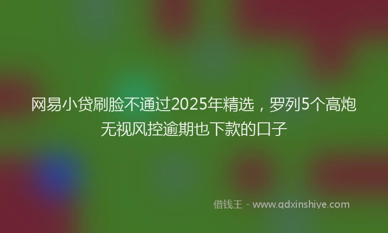 网易小贷刷脸不通过2025年精选，罗列5个高炮无视风控逾期也下款的口子