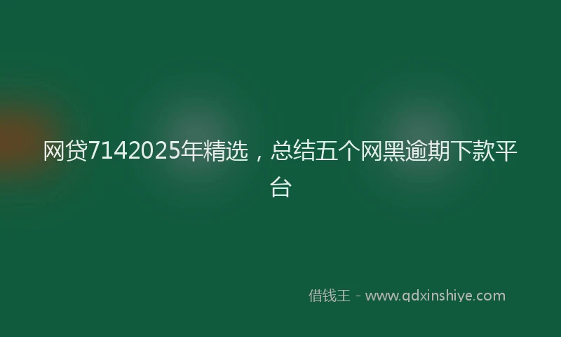 网贷7142025年精选，总结五个网黑逾期下款平台
