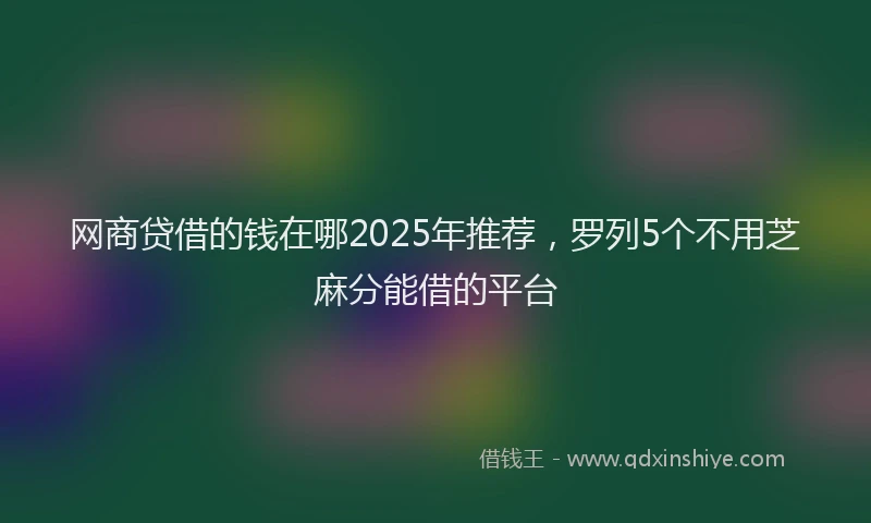 网商贷借的钱在哪2025年推荐，罗列5个不用芝麻分能借的平台
