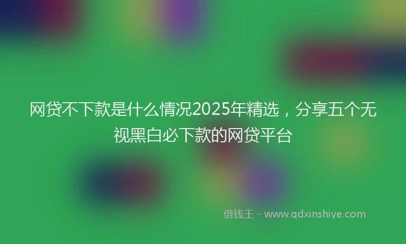 网贷不下款是什么情况2025年精选，分享五个无视黑白必下款的网贷平台